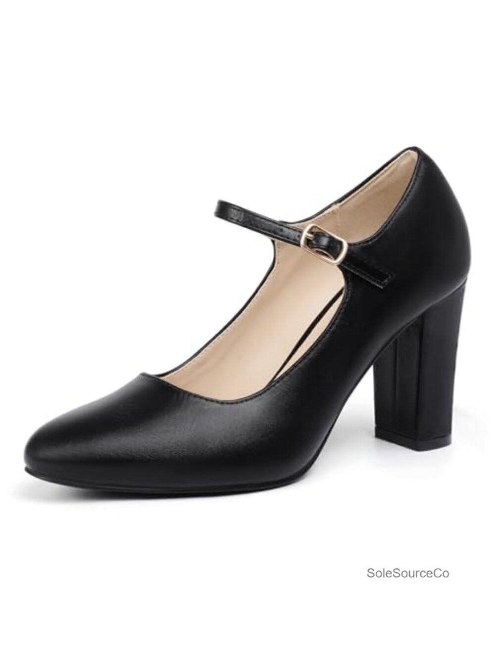 Vintage Mary Jane Pumps Women's Chunky Block Heel Dress Shoes Closed Toe Formal